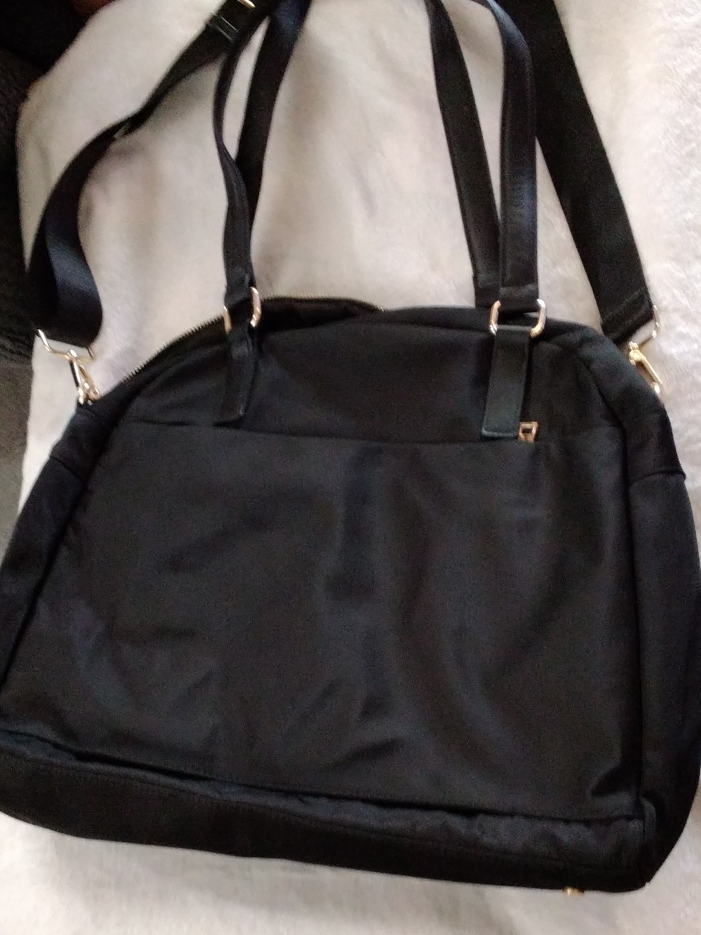 Madison West Black Women’s Shoulder Bag with Gold Hardware